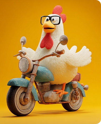 Chicken on scooter